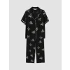 LCW DREAM Siyah Gömlek Yaka Desenli Kadın Pijama Takımı