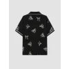LCW DREAM Siyah Gömlek Yaka Desenli Kadın Pijama Takımı