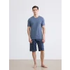 LC WAIKIKI Lacivert Standart Kalıp Ekose Erkek Pijama Takımı