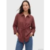 LCW EVERYDAY Bordo Çizgili Oversize Armürlü Kadın Gömlek