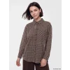 LCW Modest Kahverengi Ekose Keten Karışımlı Kadın Gömlek Tunik