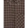 LCW Modest Kahverengi Ekose Keten Karışımlı Kadın Gömlek Tunik