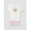 LCW Young Bordo Baskılı Kadın Şortlu Pijama Takımı