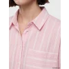 LCW Modest Pembe Çizgili Oversize Kadın Gömlek Tunik