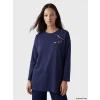 LCW EVERYDAY Lacivert Bisiklet Yaka Soft Touch İşlemeli Bluz