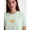 LCW DREAM Yeşil Bisiklet Yaka Baskılı Kadın Pijama Takım