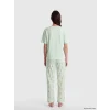 LCW DREAM Yeşil Bisiklet Yaka Baskılı Kadın Pijama Takım