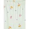 LCW DREAM Yeşil Bisiklet Yaka Baskılı Kadın Pijama Takım