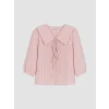 LCW EVERYDAY Pembe Bebe Yaka Ekose Bağcıklı Bluz