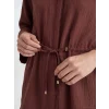 LCW EVERYDAY Kahverengi Çizgili Oversize Armürlü Kadın Gömlek