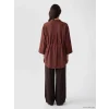 LCW EVERYDAY Kahverengi Çizgili Oversize Armürlü Kadın Gömlek