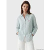 LCW Modest Yeşil Çizgili Oversize Poplin Kadın Gömlek Tunik