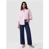 LCW Vision Pembe Çizgili Oversize Poplin Kadın Gömlek