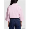LCW Vision Pembe Çizgili Oversize Poplin Kadın Gömlek