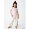 LCW Kids Ekru Beli Lastikli Kız Çocuk Eşofman Altı