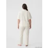 LCW Young Ekru Gömlek Yaka Çizgili Kadın Pijama Takımı