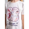 Defacto H8098A8ER105 Ekru Kpop - Demon Hunters Lisanslı Regular Fıt Elastik Bel 2li Ekru Pijama Takımı Kız Çocuk