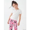 LCW Kids Ekru Fiyonk Detaylı Fitilli Kız Çocuk Tişört
