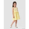 LCW Kids Sarı Kare Yaka Taşlı Kız Çocuk Elbise