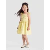 LCW Kids Sarı Kare Yaka Taşlı Kız Çocuk Elbise