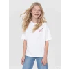 LCW Kids Beyaz Loose Fit Baskılı Kız Çocuk Tişört