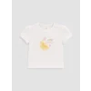 LCW baby Ekru Nakışlı Kız Bebek Tişört ve Tayt Takım