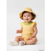 LCW baby Sarı Kız Bebek Nakışlı Penye Tulum ve Şapka