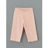 LCW Kids Ekru Bisiklet Yaka Baskılı Kız Çocuk Şortlu Pijama Takımı