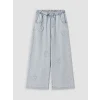 LCW Kids Mavi Wideleg Nakışlı Kız Çocuk Jean Pantolon