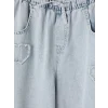 LCW Kids Mavi Wideleg Nakışlı Kız Çocuk Jean Pantolon