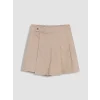 LCW Kids Bej Kız Çocuk Pileli Gabardin Şort Etek