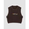 LCW Kids Ekru Kız Çocuk Nakışlı Triko Süveter ve Gömlek Takım