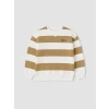 LCW baby Bej Bisiklet Yaka Çizgili Erkek Çocuk Sweatshirt