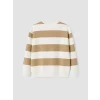 LCW baby Bej Bisiklet Yaka Çizgili Erkek Çocuk Sweatshirt