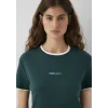 Mavi 1614200-87831 Mavi Logo Baskılı Yeşil Tişört