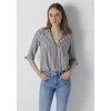 Mavi 122400-85431 Çizgili Kahverengi Bluz