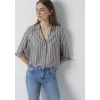 Mavi 122400-85431 Çizgili Kahverengi Bluz