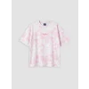 LCW Kids Pembe Bisiklet Yaka Batik Desenli Kız Çocuk Tişört