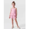 LCW Kids Pembe Papatya Desenli Kız Çocuk Şortlu Takım