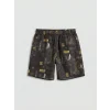 LCW SWIMWEAR Antrasit Kısa Boy Desenli Erkek Deniz Şortu