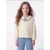 LCW Kids Ekru Bebe Yaka Uzun Kollu Desenli Kız Çocuk Gömlek