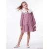 LCW Kids Mor Bebe Yaka Ekose Kız Çocuk Gabardin Elbise