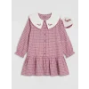 LCW Kids Mor Bebe Yaka Ekose Kız Çocuk Gabardin Elbise