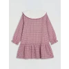 LCW Kids Mor Bebe Yaka Ekose Kız Çocuk Gabardin Elbise