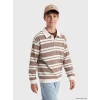 LCW Kids Gri Polo Yaka Çizgili Erkek Çocuk Sweatshirt