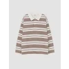 LCW Kids Gri Polo Yaka Çizgili Erkek Çocuk Sweatshirt