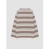 LCW Kids Gri Polo Yaka Çizgili Erkek Çocuk Sweatshirt