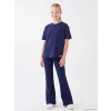 LCW Kids Lacivert Kız Çocuk Soft Touch Tişört ve İspanyol Paça Tayt