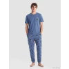 LC WAIKIKI İndigo Regular Fit Baskılı Erkek Pijama Takım