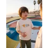 LCW Kids Bej Bisiklet Yaka Baskılı Erkek Çocuk Tişört